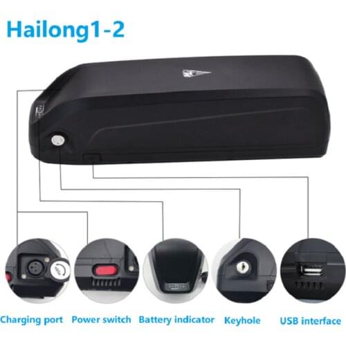 Lithium Battery 36v/48v 13Ah/15AH/18AH Ebike Li-ion Battery Electric Bike Hailong with 2A Charger USB Wire Mountain Bike