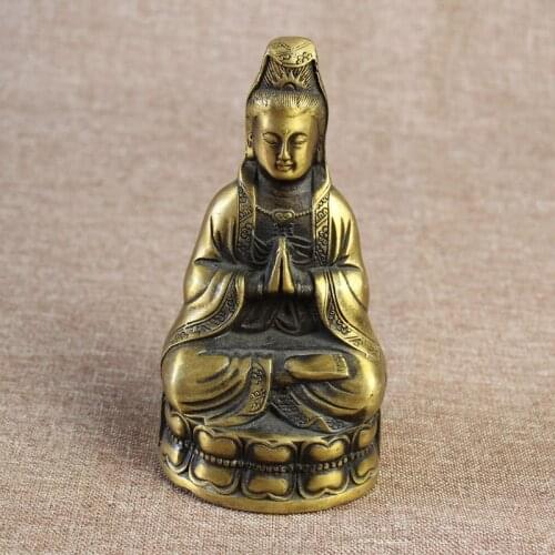 Antique handicrafts, bronze ware meditation Guanyin
