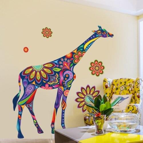 Creative Colorful Giraffe Wall Sticker Kids Room Decoration Living Room Bedroom Art Wall Decals Vinyl Wallpaper New Years Decor