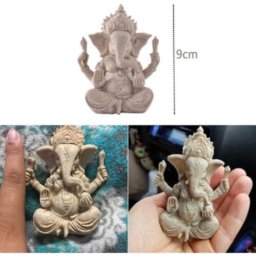 HotsaleBuddhism Brass Ganesha Ganapati Ganesh Elephant Buddha Statue Crafts Sandstone Figurine Sculpture Hand Carved Decor Table
