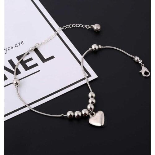 Fashionable and popular love beach foot chain peach heart shape colorless pendant bell foot ornament