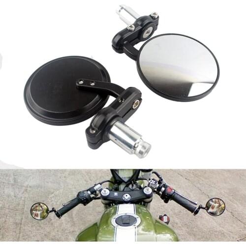 Motorcycle CNC Aluminum Rearview 3" Handle Bar End 7/8" Side Mirrors Round