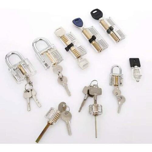 9PCS/LOT Transparent Lock Training Set Pratice Hand Tool Pick Set Professional Locksmith Set for Men Gift