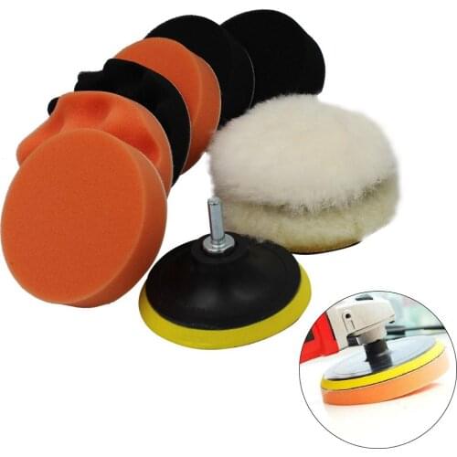10Pcs 4 inch Waffle Buffer Polishing Pad Set For Car Polisher + Drill Adaptor M10 M14 Power Tools
