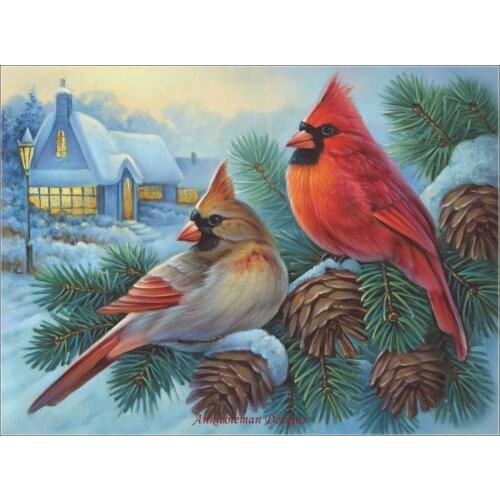 Counted Cross Stitch Kits Needlework Embrodery - Crafts 14 ct Aida Color DIY Arts Handmade Home Decor - Winter Cardinals