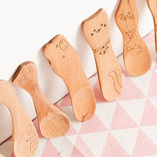 Natural Japanese-Style Cartoon Children Spoon Ice Cream Desserts Animal Wooden Spoon Creative-wooden Spoon Kitchen Tableware