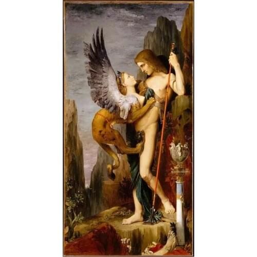 Gustave Moreau"Oedipus And The Sphinx"5D DIY Full Round Diamond Painting Cross Stitch 3D Embroidery Rhinestone Home Decor Y632
