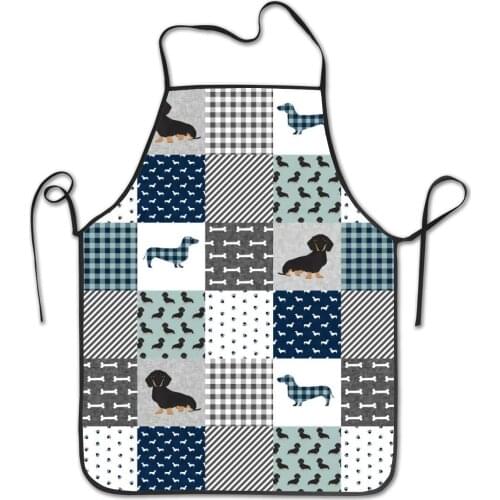Dachshund Pet Dog Breed Silhouette Black and Tan Adjustable Anti Dirty Bib Apron for Kitchen Apron Cooking Baking Gardening