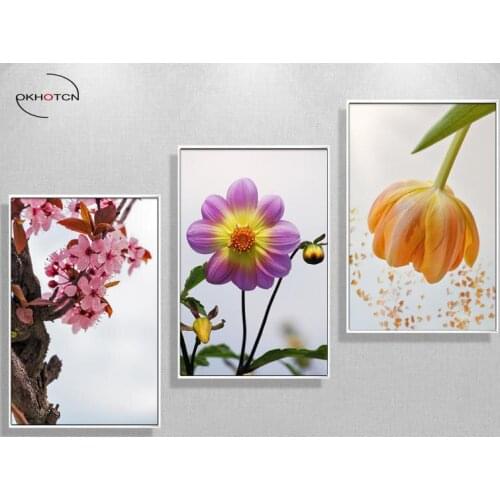 Sakura Tulips Flower Wall Art Canvas Painting Print Poster Wall Picture For Living Room Home Decor Unframed
