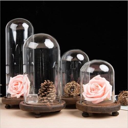 Diameter=12cm Antique Base Glass Dome Home Decoration Different Height=12cm 15cm 18cm 20cm Glass Cover Friend Gift