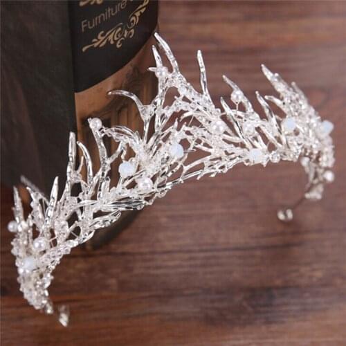 Silver Crystal Wedding Queen Crown Hair Jewelry Plated Rhinestones Tiaras Hairwear for Women Bride Wedding Accessories