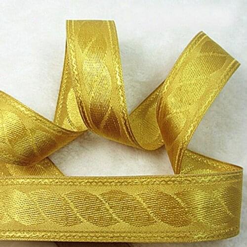 Traditional Lucky Gold Leaf Embroidery Jacquard Ribbon, Beautiful ribbon and DIY ribbons for sewing