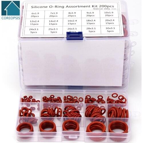 150-225PCS PCP Paintball VMQ Sealing Silicone O-rings OD 6mm-35mm CS 1mm 1.5mm 1.9mm 2.4mm 3.1mm Red Gasket Replacements S9