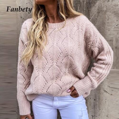 Autumn New Casual Solid O Neck Sweaters 2020 Winter Women Vintage Knitted Sweater Elegant Ladies Long Sleeve Loose Tops Pullover