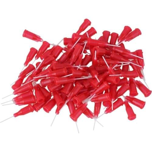 1/2" 25Ga Red Plastic&PP Spiral Connector Adhesive Glue Tip Dispensing Needles Pack of 100