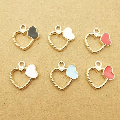 10pcs 17x18mm love heart charm for jewelry making earring pendant fashion charm bracelet charms