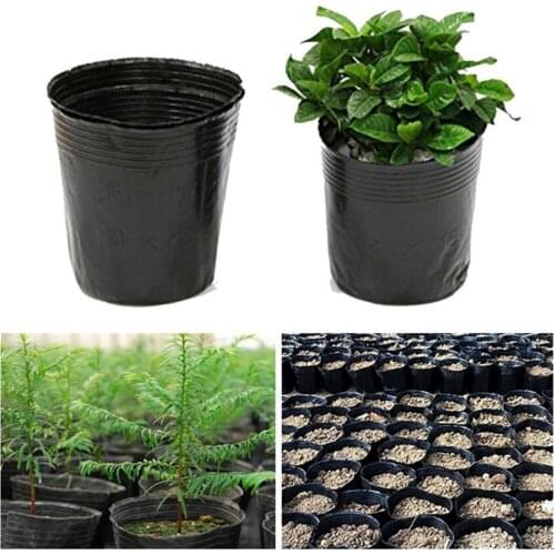 100Pcs Black Flower Pot Large Head Easy-cleaning Exquisite Flower Planting Container for Garden Plant Pots Nutrition Bowl