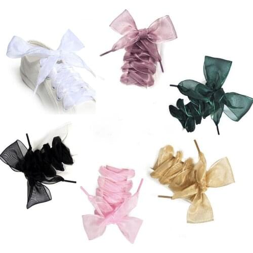 110cm Fashion Organza Ribbon Sport Shoes Sneakers Bowknot Flat Shoelaces wholesale