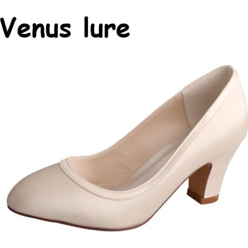 23 Colors Wedopus Beige Shoes for Wedding Women Block Heel Size 9