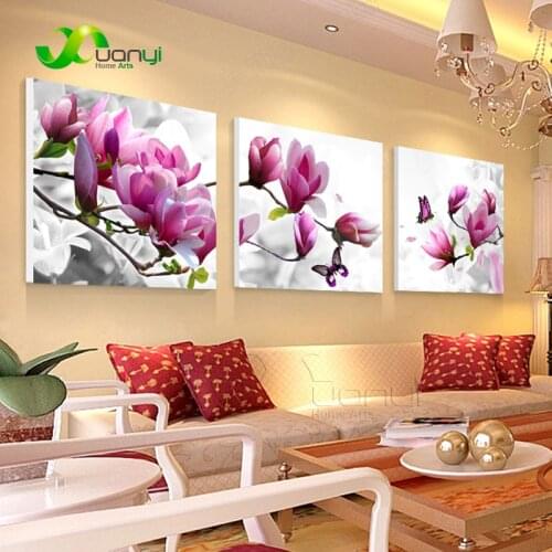 3 Panel Wall Abstract Flower Painting Wall Art Picture For Living Room Flower Painting Poster Prints Cuadros Decoration Unframed