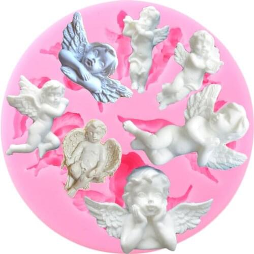 3D Angel Silicone Mold Baby Birthday Fondant Cake Decorating Tools Cupcake Topper Chocolate Gumpaste Clay Candy Resin Moulds