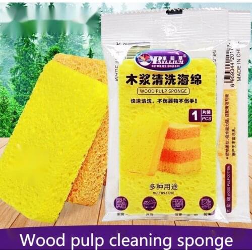 5/10PCS Wood Pulp Cleaning Sponge Block For Kitchen Dishwashing Non-Scratch Brush Bowl Cloth Wood Sponge Magic Accessories