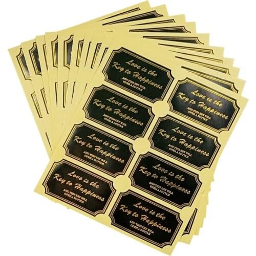 80 Pcs/lot Love is the key to happiness black Golden sealing Labels rectangle Sticker For Gift baking cake packing bags