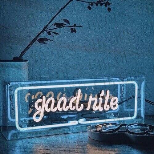 Good Nite Acrylic Box Gift Neon Signs Real Glass Tube Beer Bar Pub Bedroom Wall Homeroom Girlsroom Party Decor Lamp 14"x5"