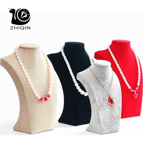 Velvet Portrait Necklace Display Pendant Organizer Jewelry Display Stand Jewelry Mannequin Bust Necklace Pendant Window Display