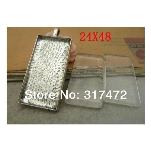 Free shipping!!! 24 * 48 mm rectangular patch thickness 5 mm biplanar diy glass gems pendant base(only base blank price)
