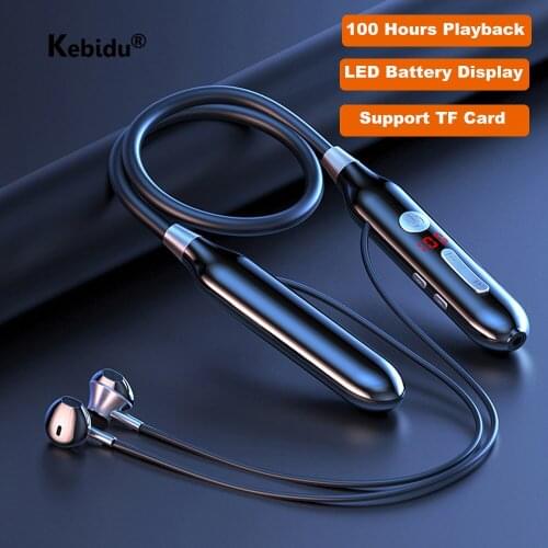100 Hours Bluetooth Wireless Headset Magnetic Neckband Sports Running Earphone Bass In Ear Waterproof Noise Canceling Headphone