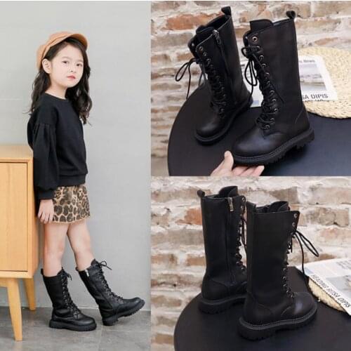 New Autumn Winter Kids Shoes Soft Leather Toddler Kids Fashion Martin Boots Waterproof Comfortable Fashion Girls Snow Boots