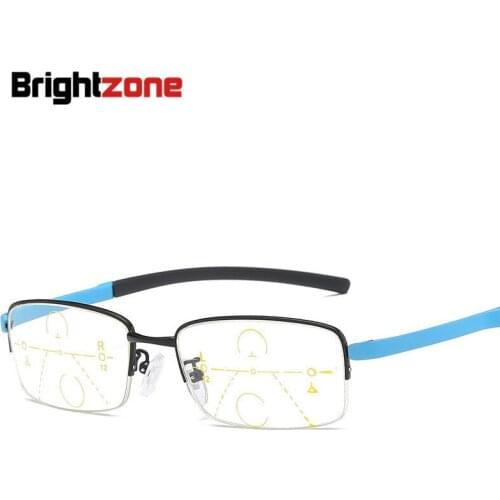 Brighrzone 4 Frame Colors Half Rim Distance Near Reading Elderly Women Men Unisex High Quality Optical Zoom Progressive Glasses