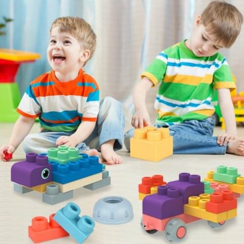 Big Size Baby Soft Plastic Building Blocks Kids Touch Hand Teethers Bricks Large Rubber Play Block Toy for Child Non-toxic