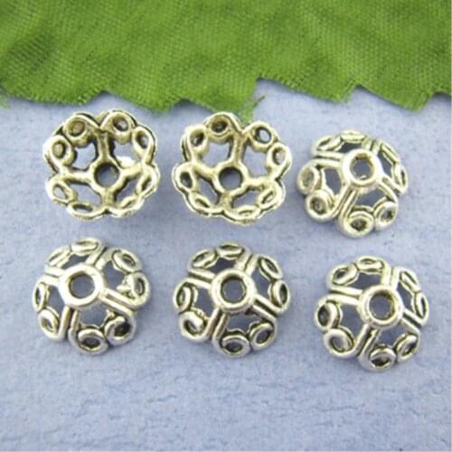 Doreen Box Lovely 80PCs Hollow Flower Beads End Caps 10mm Dia. (B00540)