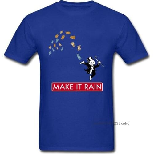 Hipster T-shirt Men Make it Rain Tshirt 2019 Blue Tees Monopoly Guys Top T Shirts Oversized Print Cartoon Clothes Dollar Tshirts