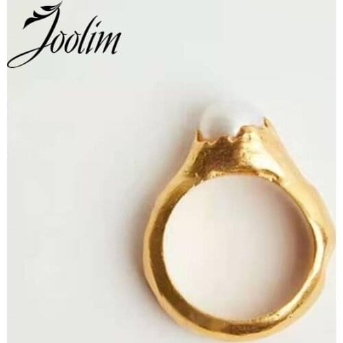 Joolim Gold Plated Pearl Irrregulality Stainless Steel Rings 2020 Jewelry