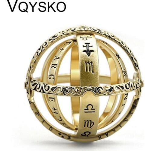 Hot Gold-Color Astronomical Sphere Ball Women Rings Fashion Complex Rotating Cosmic Constellations Jewelry Ring for Lovers
