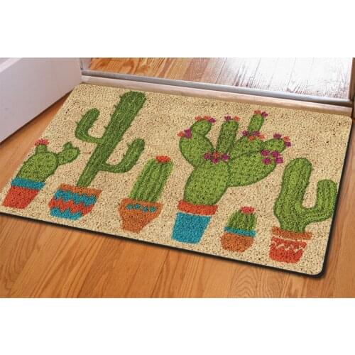 Cute Cactus Pattern Anti-Slip Carpet Door Mats Indoor Doormat Outdoor Kitchen Living Room Floor Mat Rug