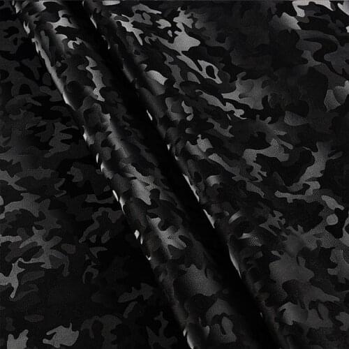 Fashion Black PU Leather Fabric Thousand birds camouflage Printing PU Artificial Leather Sewing Material for DIY Clothes/Jacket