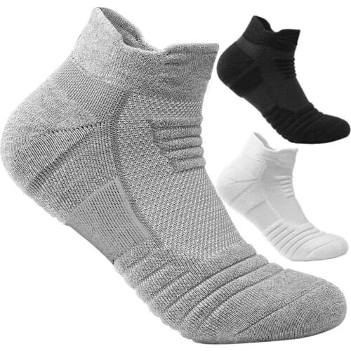 Men Breathable Sport Short Socks Solid Color Thicken Running Football Basketball Elastic Sport Socks Mens Deodorant Cotton Socks