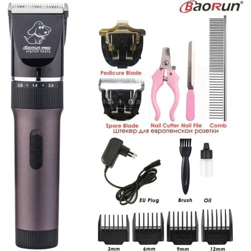 BaoRun P6 Pet Cat Hair Clipper Set for Dog Rechargeable Grooming Shaver Professional Electric Shears Hair Trimmer Kit for Animal