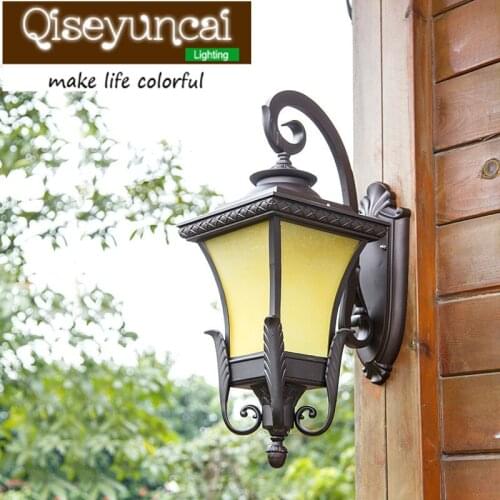 Qiseyuncai European style Villa waterproof outdoor LED aluminum wall lamp Retro American Garden courtyard lamp