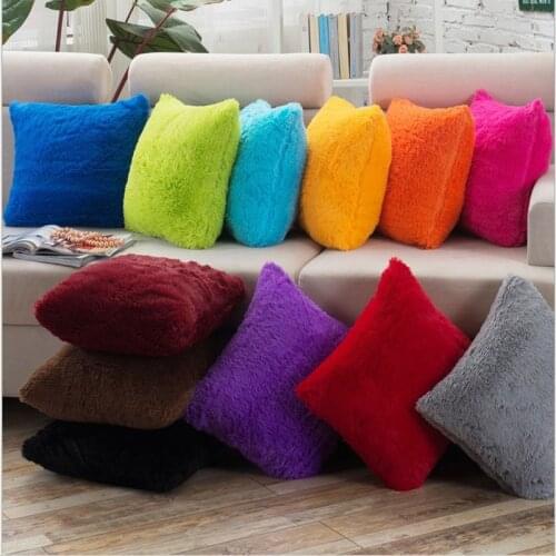 Candy Color Pillow Cover Super softer Plush Home Decor Cushion Cover decorative Throw Pillows PV faux Fur cushion Pillow Case