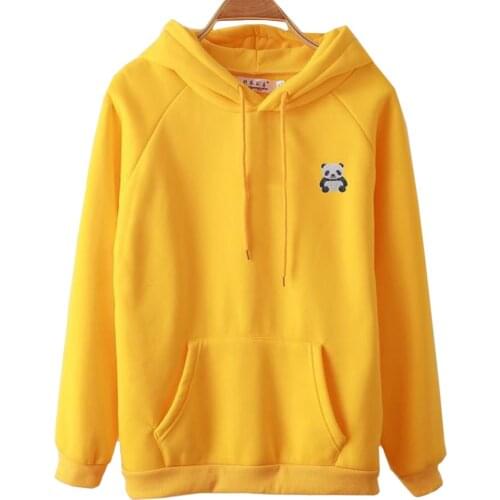 2021 New Winter Plus Cashmere Fashion Women Clothing Hoody Sweatshirt Hot Rhinestone Cartoon Cute Panda Harajuku Pullover Female