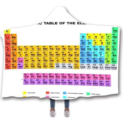 New Arrival Chemistry Periodic Table Series 3D Digital Printed Hooded Blanket Cloak Thicker Cape Shawl with Chemical Printing