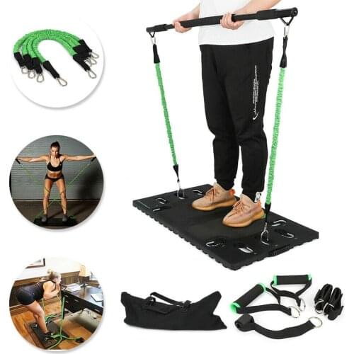 Full Body Workout Equipment w/Ankle Wrist Straps Bands Resistance Bands Collapsible Bar for Home Travel Outside