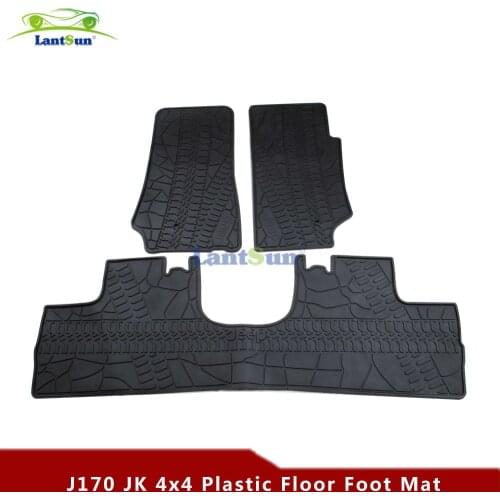 One set J170 4 Door Black rubber floor foot Floor Mat Kit for Jeep Wrangler JK 2007+ auto products Lantsun