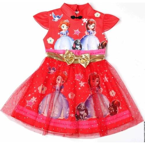 Original Disney Girls Sofia Princess Dress Children Christmas Snow Queen Costume Kids Birthday Party Holiday Dress