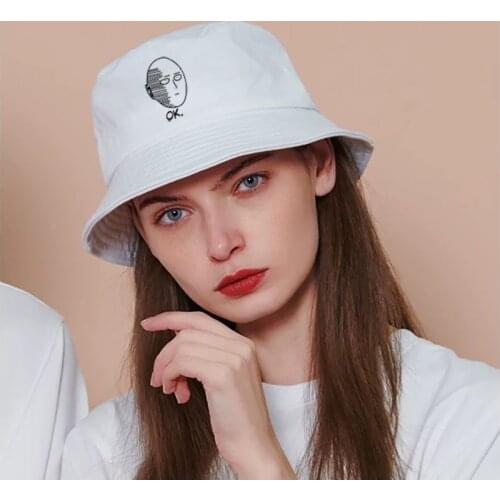 Saitama Oppai I'm OK Panama Caps Mens Japan Anime One Punch Hero Woman Bucket Hats Summer Men Bob Chapeau Fishing Fisherman Hat